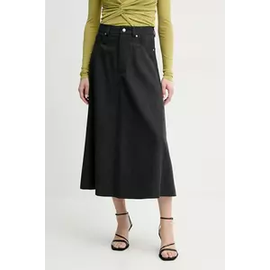 Nanushka fusta de lana CINTIA culoarea gri, midi, evazati, NW25RSSK15294 imagine