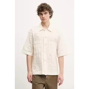 Sunflower camasa din bumbac barbati, culoarea bej, cu guler clasic, regular, 1255. imagine