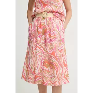 La Petite Française fusta din bumbac JULIETTE culoarea roz, midi, evazati, JULIETTE imagine