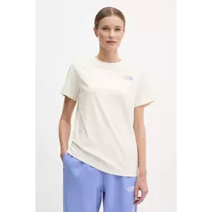 The North Face tricou din bumbac Tailgrid Infill femei, culoarea bej, NF0A8C4W9731 imagine