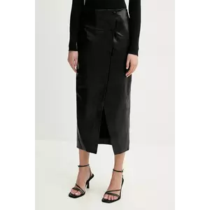 IRO fusta de piele culoarea negru, midi, drept, WP31CASSILDE imagine