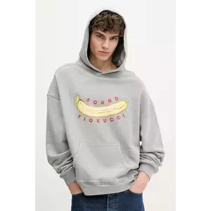 Fiorucci hanorac de bumbac Banana Sound Print Relaxed Fit Hoodie barbati, culoarea gri, cu glugă, cu imprimeu, U02SPSHO092CJ05GY01 imagine