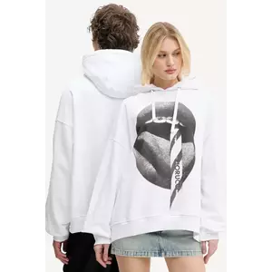 Fiorucci hanorac de bumbac Mouth Print Relaxed Fit Hoodie culoarea alb, cu glugă, cu imprimeu, U02SPSHO092CJ05WH05 imagine