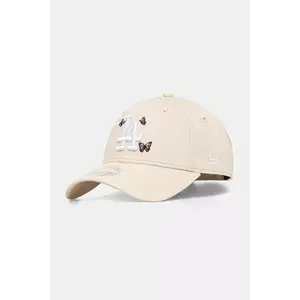 New Era șapcă de baseball din bumbac culoarea bej, cu imprimeu, 60595342 imagine