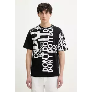 Desigual tricou din bumbac MAN MILAN barbati, culoarea negru, modelator, 25SMTK20 imagine