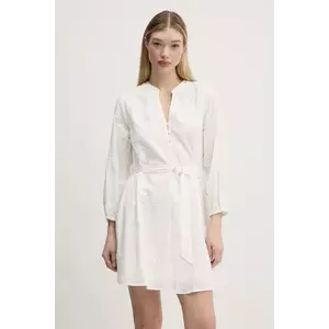 Desigual rochie din bumbac TOURS culoarea alb, mini, evazată, 25SWVW09 imagine