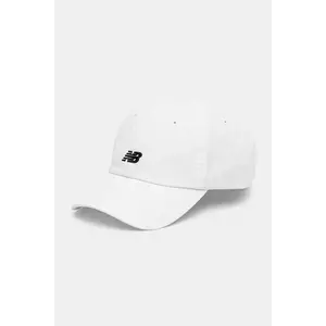 New Balance șapcă de baseball din bumbac culoarea alb, neted, LAH51009WT imagine