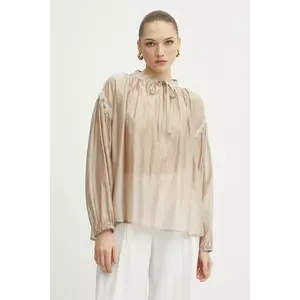 ERMANNO Firenze bluză femei, culoarea bej, uni, 56TK021ES3 imagine