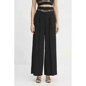 ERMANNO Firenze pantaloni femei, culoarea negru, drept, high waist, 56TP057E22 imagine