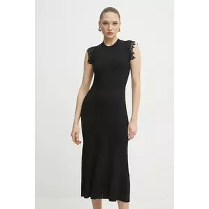 ERMANNO Firenze rochie culoarea negru, midi, evazată, 56TQ004EO1 imagine