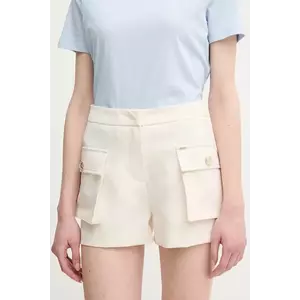 Gaudi pantaloni scurti femei, culoarea bej, neted, high waist, 511FD25023 imagine