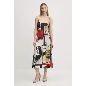 Desigual rochie NEWSPAPER COLL culoarea negru, maxi, evazată, 25SWVK40 imagine