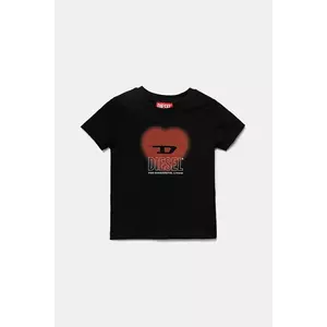 Diesel tricou de bumbac pentru copii TCUORE T-SHIRT culoarea negru, J02233 imagine