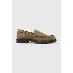 AllSaints mocasini din piele intoarsa Bloom Suede Loafer barbati, culoarea maro, M022FC imagine