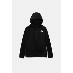 The North Face bluza copii MOUNTAIN ATHLETICS FULL ZIP HOODIE culoarea negru, cu glugă, neted, NF0A89HZKY41 imagine