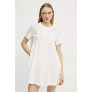 ERMANNO Firenze rochie din bumbac culoarea alb, mini, oversize, 56TQ037E36 imagine