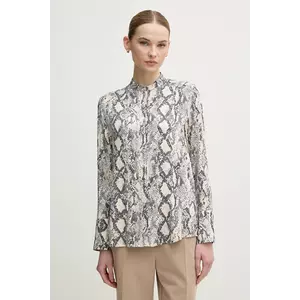 OUI camasa femei, culoarea bej, cu guler stand-up, regular, 92181 imagine