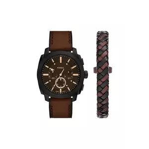 Fossil ceas si bratara MACHINE barbati, culoarea maro, FS6102SET imagine