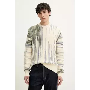 Desigual pulover din amestec de lana ICE barbati, culoarea bej, 25SMJF03 imagine