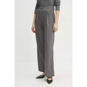 Morgan pantaloni PANIS.F femei, culoarea gri, lat, high waist, PANIS.F imagine