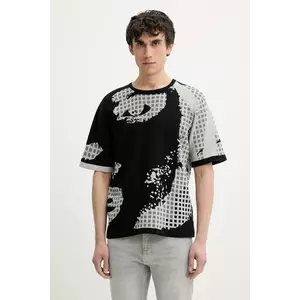 Desigual pulover de bumbac PALERMO barbati, culoarea negru, light, 25SMTF06 imagine