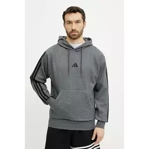 adidas bluza Essentials barbati, culoarea gri, cu glugă, cu imprimeu, JW4308 imagine