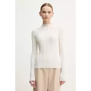 OUI pulover femei, culoarea bej, light, cu turtleneck, 92224 imagine