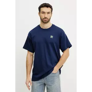 adidas Originals tricou din bumbac Essential barbati, culoarea albastru marin, neted, JD0376 imagine