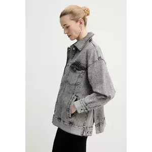 Gestuz geaca jeans culoarea gri, de tranzitie, oversize, 10910099 imagine