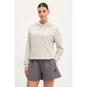 adidas bluza Essentials femei, culoarea bej, cu glugă, neted, JC5934 imagine
