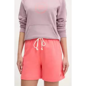 New Balance pantaloni scurti din bumbac femei, culoarea portocaliu, neted, high waist, WS41508DTR imagine