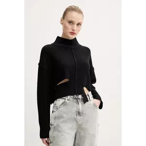 MM6 Maison Margiela pulover de lana femei, culoarea negru, cu guler, S52HA0285.M13044 imagine