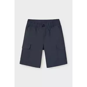 Mayoral pantaloni scurți din amestec de in pentru copii cargo culoarea albastru marin, 6208 imagine