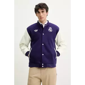 adidas Originals jacheta bomber din amestec de lana Real CNY JKT culoarea violet, de tranzitie, oversize, JF2587 imagine