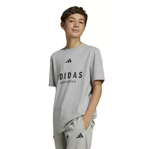 adidas tricou de bumbac pentru copii culoarea gri, cu imprimeu, JC7641 imagine