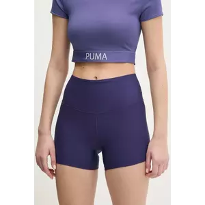 Casall pantaloni scurți de antrenament culoarea negru, uni, high waist, 23149. imagine