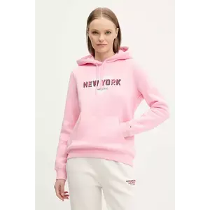 Tommy Jeans bluza femei, culoarea roz, cu glugă, cu imprimeu, DW0DW21771 imagine