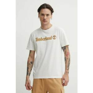 Timberland tricou din bumbac barbati, culoarea bej, cu imprimeu, TB0A5UPQCM91 imagine