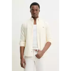 Tommy Jeans camasa din bumbac barbati, culoarea galben, cu guler button-down, slim, DM0DM20668 imagine