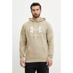 Under Armour bluza barbati, culoarea verde, cu glugă, cu imprimeu imagine