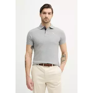 Barbour polo de bumbac Tartan Pique Polo Shirt bărbați, culoarea gri, uni, MML0012 imagine