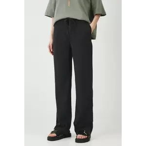 Medicine pantaloni femei, culoarea negru, lat, high waist imagine