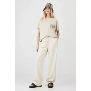 Medicine pantaloni femei, culoarea bej, lat, high waist imagine