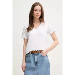 Pepe Jeans tricou din bumbac MACY V-NECK femei, culoarea alb, PL506051 imagine