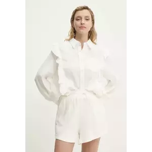 Answear Lab cămașă și pantaloni scurți din bumbac femei, culoarea alb imagine