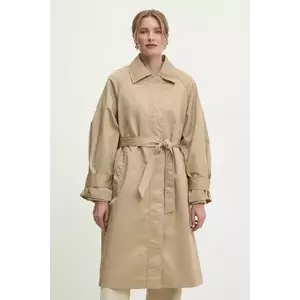 Answear Lab palton femei, culoarea bej, de tranzitie, oversize imagine