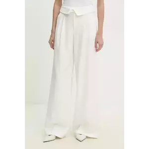 Answear Lab pantaloni femei, culoarea alb, lat, high waist imagine