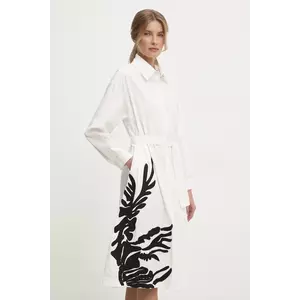 Answear Lab rochie din bumbac culoarea alb, midi, evazată imagine