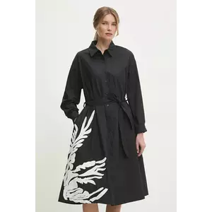 Answear Lab rochie din bumbac culoarea negru, midi, evazată imagine