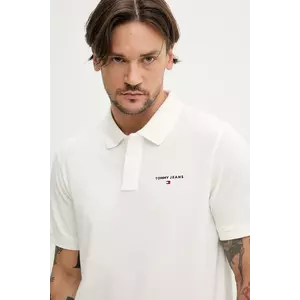 Tommy Jeans polo de bumbac barbati, culoarea alb, neted, DM0DM20914 imagine